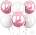Pink White Giant 4D Foil Balloons, 22 Inch Big Round Foil Balloon by Saxuxu