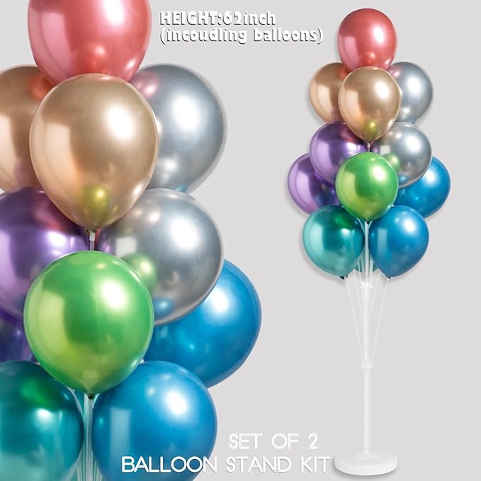 Balloon Column Kit for Floor- Set of 2 Colorful Chrome Metallic Balloon Columns - Image 4