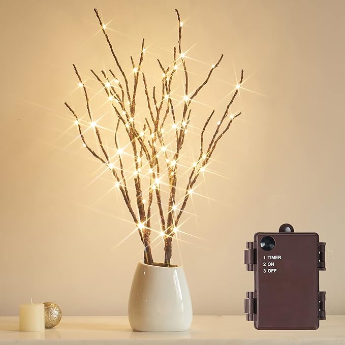 Fudios Lighted Branches with Timer 70 LED Fairy Lights 18in Battery Operated by Fudios
