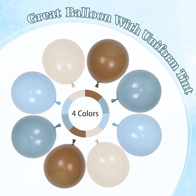 60pcs Blue and Brown Balloons 12inch - Image 2
