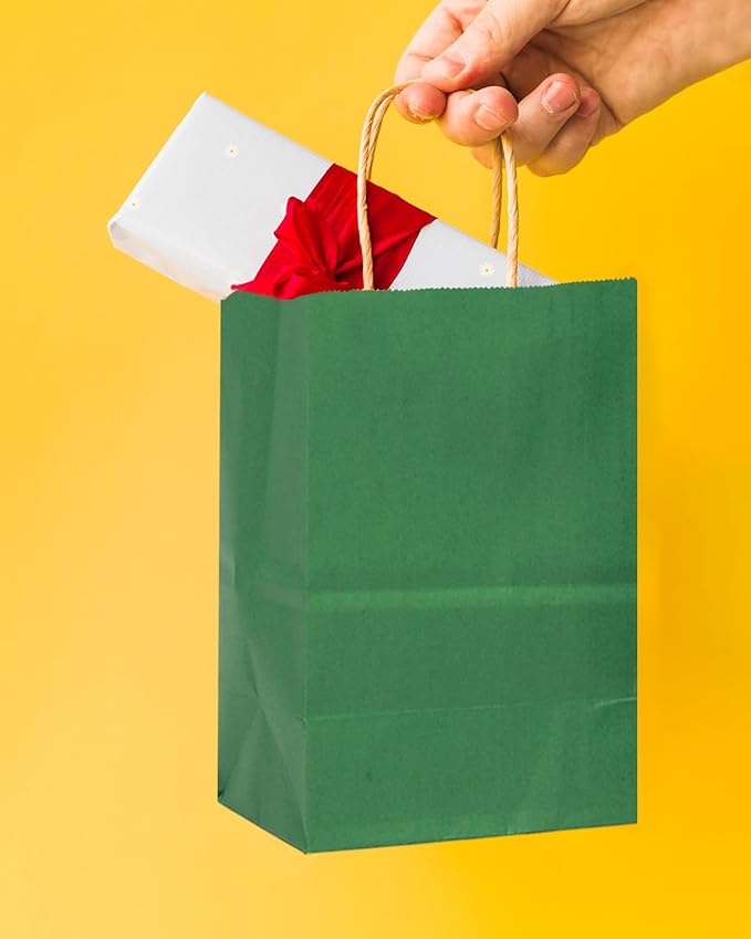 Bakepacker 100 Pcs Deep Green Mini Paper Gift Bags - Image 5