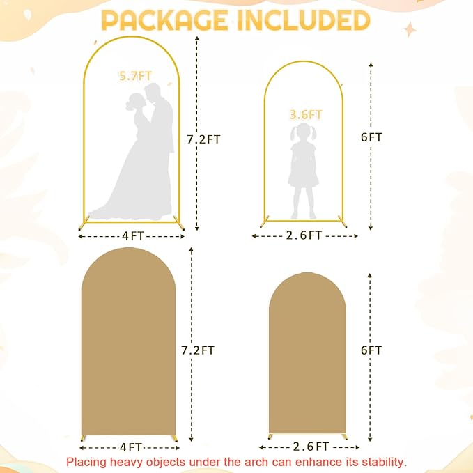 Wedding Arch Backdrop Stand and Brown Arch Cover Set 7.2FT/6FT Party Backdrop - Image 3