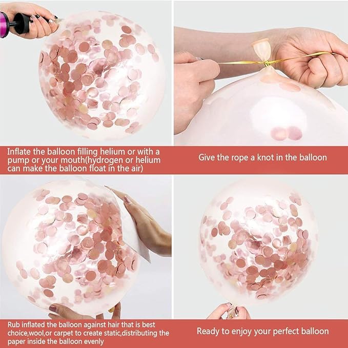 Rose Gold Confetti Latex Balloons - Image 3