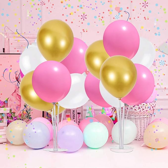 TONIFUL 4 Centerpieces Table Decoration Pink White Gold Balloon Centerpieces - Image 4