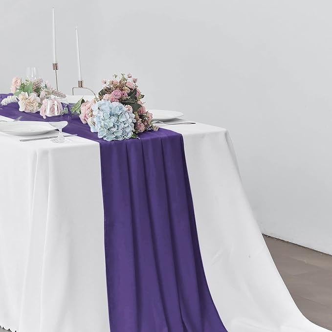 2 Pack 10Ft Chiffon Purple Table Runner Sheer 29x120 Inch - Image 6