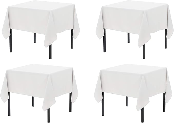 Pomp Pure White 52" x 52" Poplin Polyester Tablecloth | Wrinkle + Stain by POMP