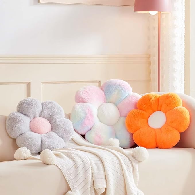 Cute Decorative Orange Flower Shaped Throw Pillow - Image 3