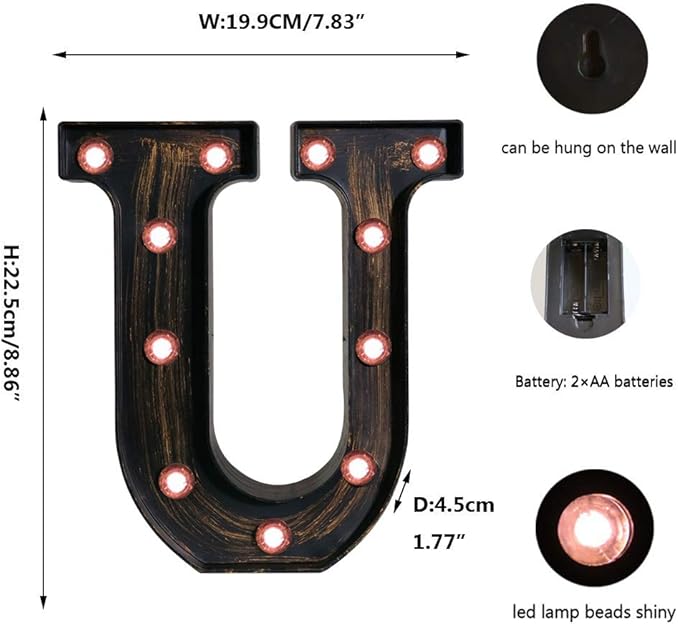 OYCBUZO Golden Black Led Marquee Letter - Image 5