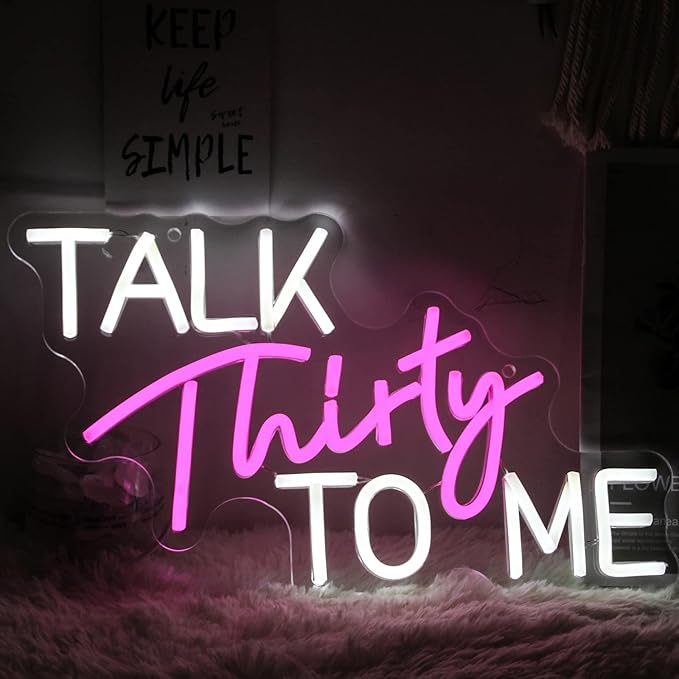 Talk Thirty To Me Neon Sign Dimmable 30th Birthday Neon Light Party Words Neon by Jesalah