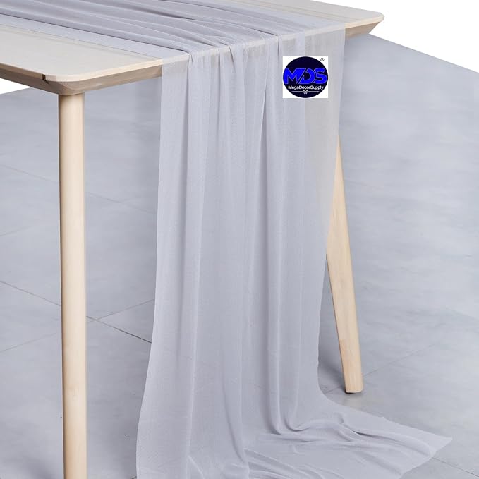 MDS 10 Pack 10ft Chiffon Table Runner 29 x 120 Inches Sheer Wedding Runner - Image 2