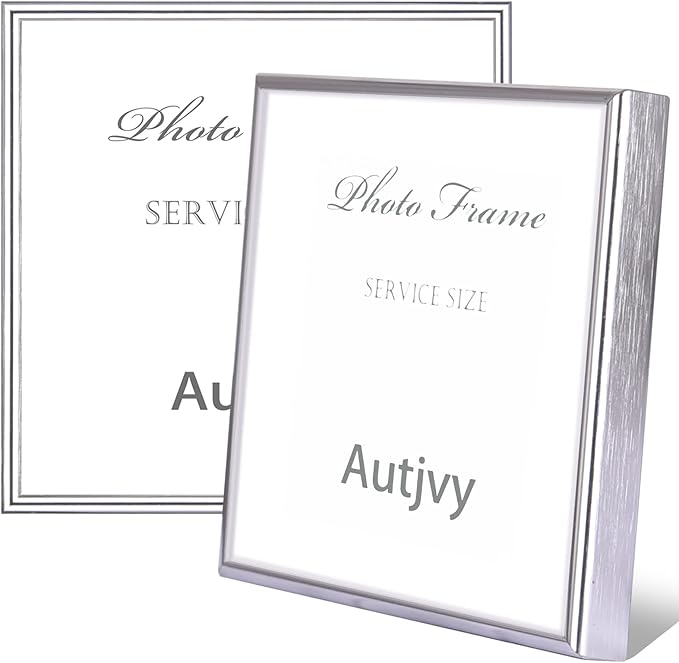 4x4 Picture Frame Silver Brushed Modern Simple Thin Aluminum Metal Photo Frame by Autjvy