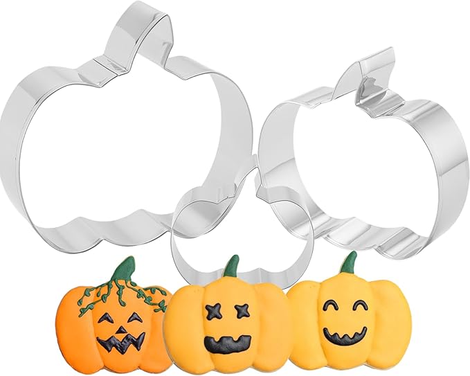 Pumpkin Cookie Cutters Set，3.54", 2.87"- 3Pcs Halloween Thanksgiving Fruit by Unknown