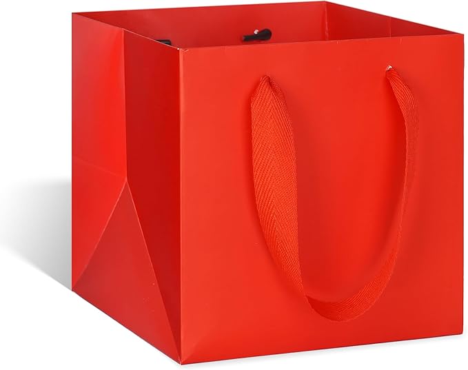 ADIDO EVA Red Square Gift Bags Medium Size Square Bottom Paper Bags by ADIDOEVA