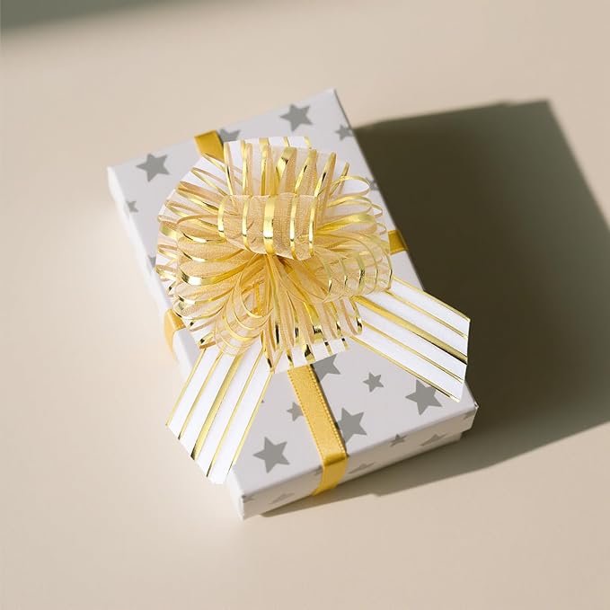 6 Pcs 6 Inch Large Organza Pull Bow Ribbon – Elegant Gift Bows - Image 5