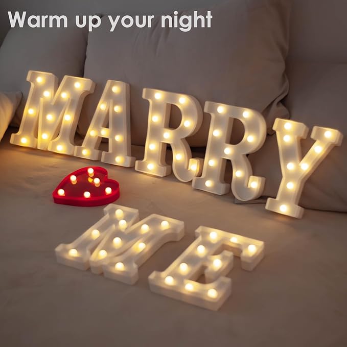 LED Marquee Letter Lights, Small Light Up Marquee MARRY ME Sign, Decorative LED - Image 4