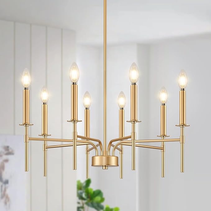 8 Light Gold Chandelier Light Fixture, Modern Farmhouse Chandeliers by ZUYURTLighting