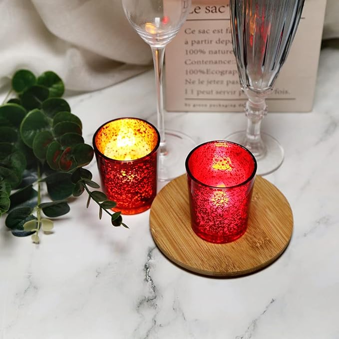 Red Mercury Glass Tea Light Holders Set of 36 - Image 5