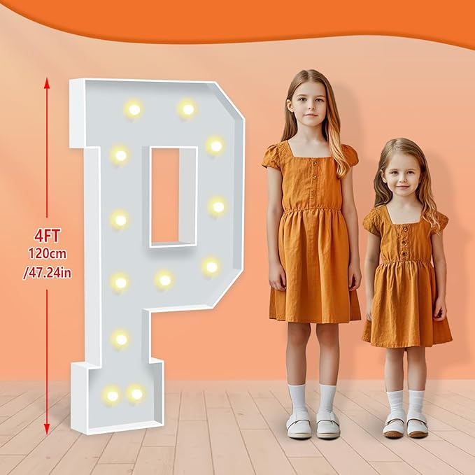 4FT Light Up Marquee Letters P, Large Lighted Letters - Image 2
