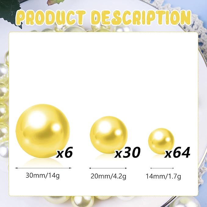 100PCS Yellow Faux Pearls Beads - Image 2