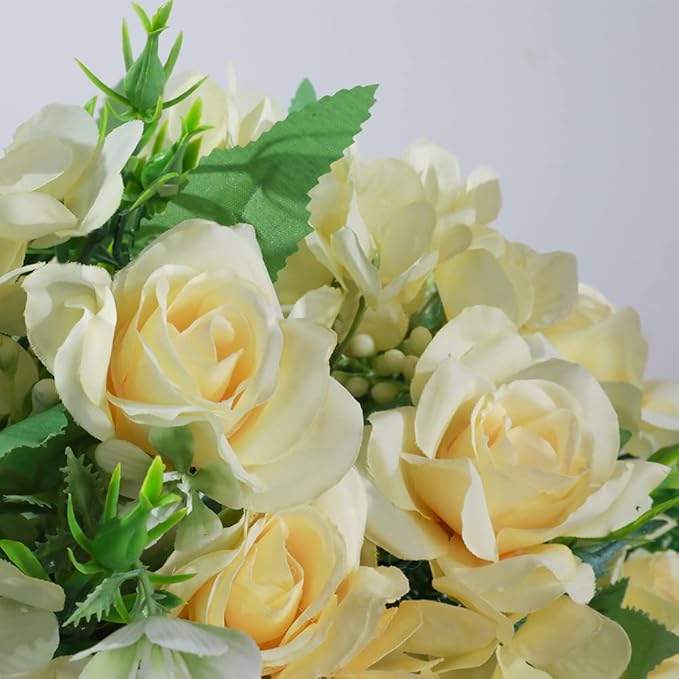 LESING Artificial Rose Silk Hydrangea Flowers Bouquets - Image 3