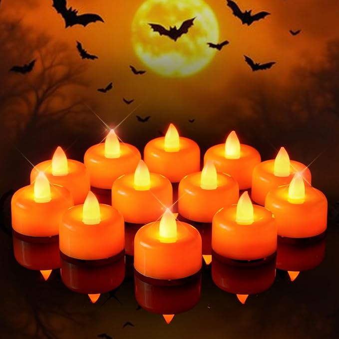 Amagic 12 Pack Halloween Orange Flameless LED Tea Lights Candles Battery by AMAGIC