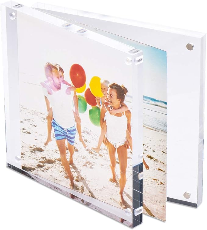 TWING 2 Pack 4x4 Acrylic Picture Frame, Horizontal Magnet Double Sided 4x4 - Image 2