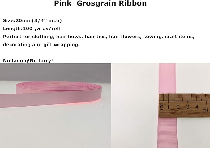 Jesep One Roll 100 Yards 3/4" Soild Grosgrain Ribbon Boutique Gift Wrapping - Image 5