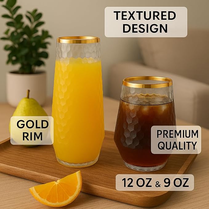 48 Pack Ribbed Origami Ripple Plastic Glasses 24 9oz Stemless Champagne Flutes - Image 6