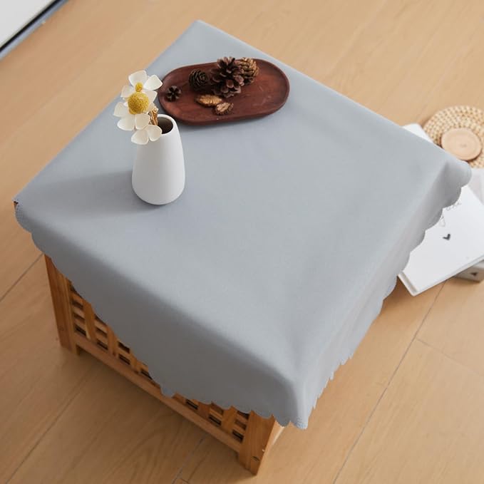 Small Square Grey Tablecloth 24 x 24 Inch Polyester Fabric Washable Table Cover - Image 3