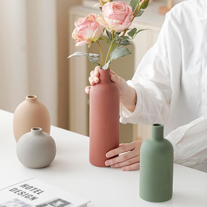 Modern Ceramic Vase Set, Neutral Colors, Decorative Vases - Image 2