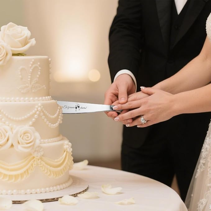 Personalized 4 Piece Wedding Cake Cutting Set, Custom Names Cake Knife and - Image 2
