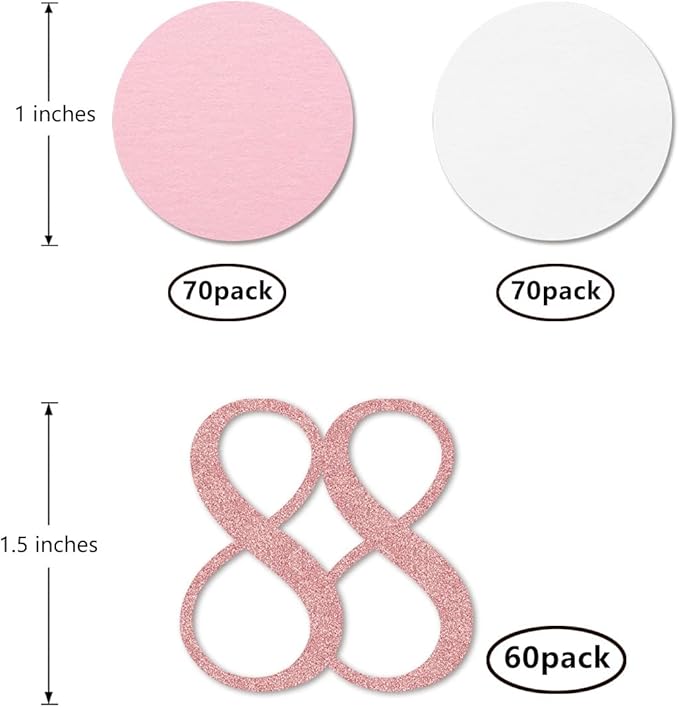 Rose Gold 88 Confetti, 88th Glitter Birthday Number Confetti - Image 2