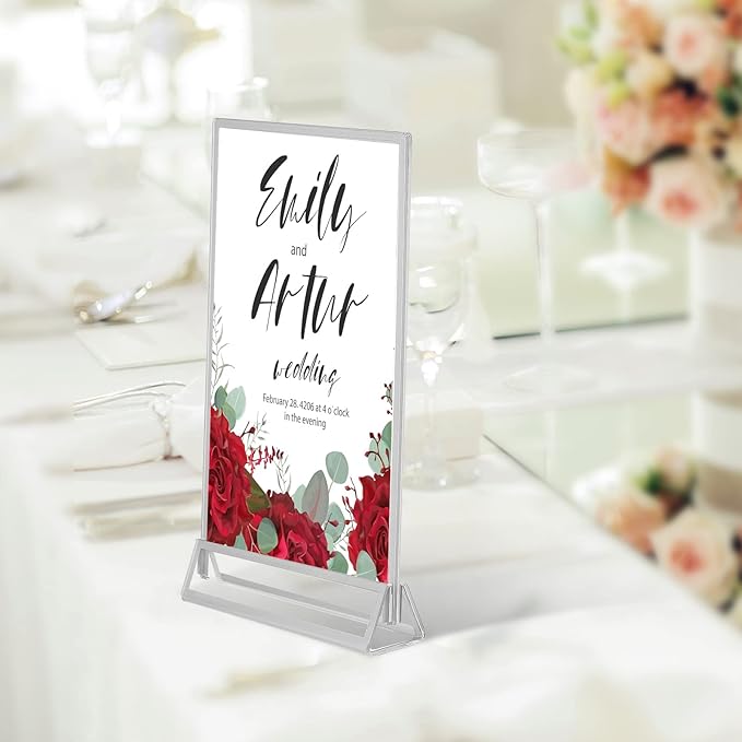 Blulu 12 Pack Acrylic Sign Holder Double Sided Picture Frame Wedding Table - Image 6