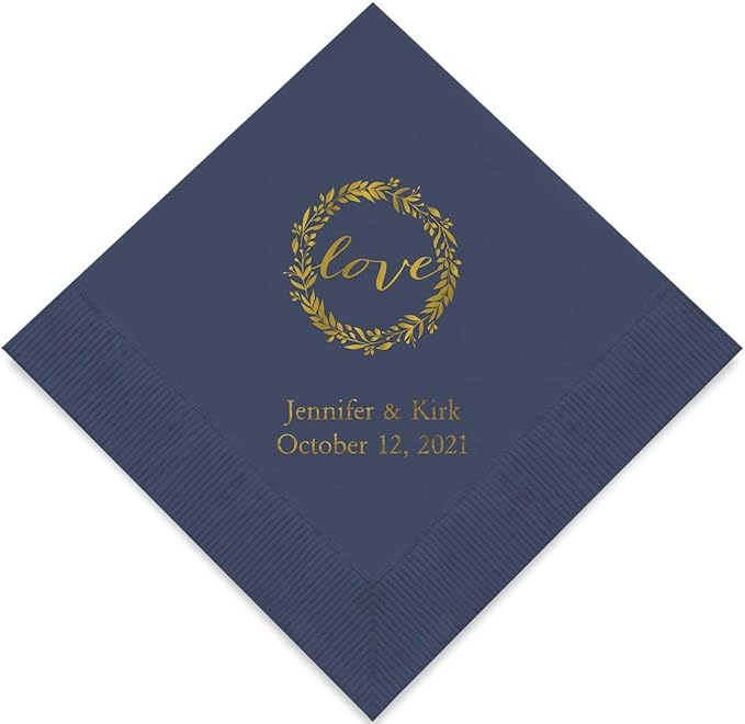 Weddingstar Personalized Printed Paper Napkins 3-Ply 50 Pack by WEDDINGSTAR