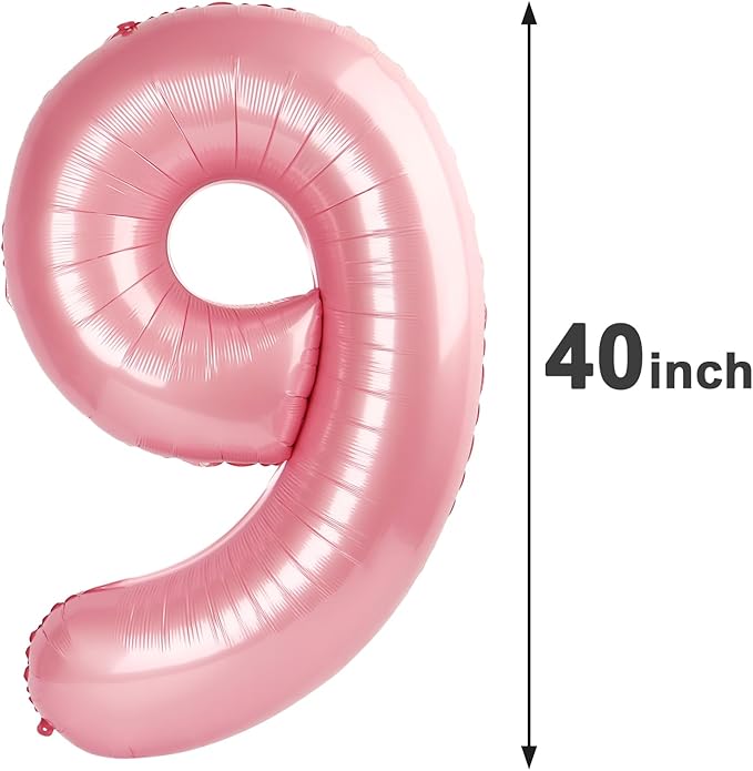 40 Inch Big Pearlescent Pink 9 Balloon Number, Jumbo Giant Happy 9th 19 29 39 - Image 2