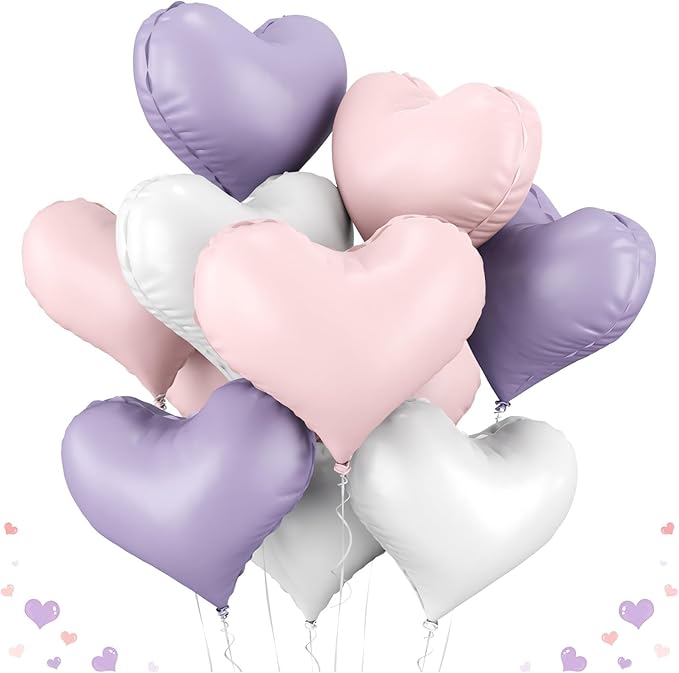 20 Inch Pink Purple White Heart Balloons by Paready