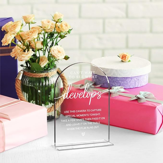 Acrylic Wedding Sign Can't Wait to See What Develops Sign - Image 4