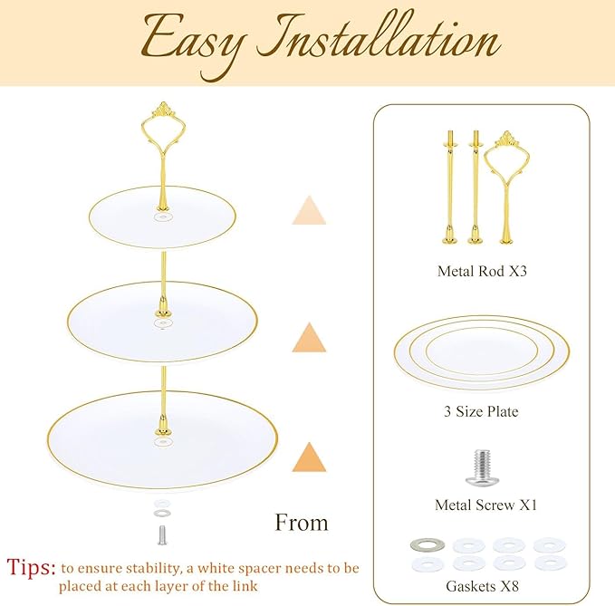 DI QIU REN 8PCS Cake Stand Set, Plastic Cupcake Stands - Image 4