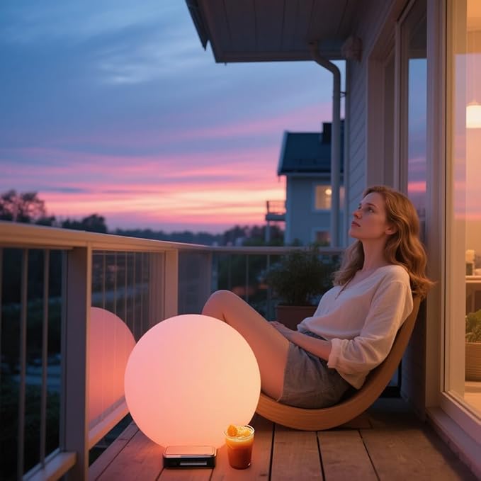 16 Inch Ultra-Fun LED Ball Light, Rechargeable Globe Floor Lamp w/Remote - Image 2