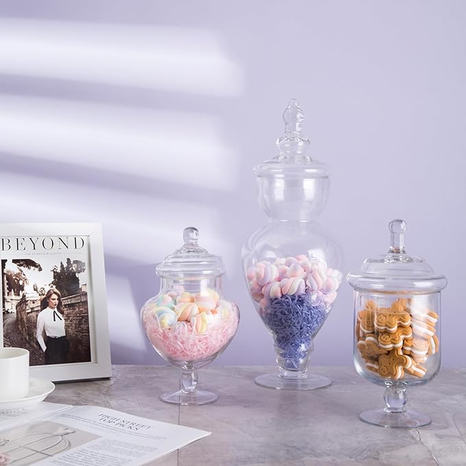 Diamond Star Large Clear Glass Apothecary Jars, Gourd Shape Candy Buffet Display - Image 8