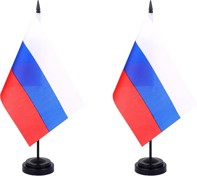 Russia Desk Flag 12" Solid Pole Deluxe Set Russians Flags Banner Mini Small by Unknown