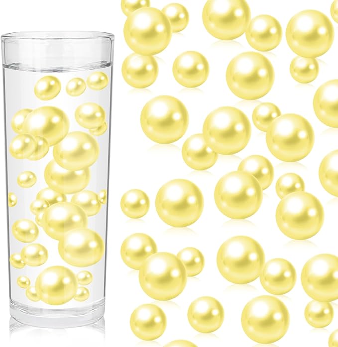 100PCS Light Yellow Faux Pearls Beads by ZEBMOON