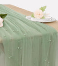 Pearl Table Runner 29 x 120 Inch Tulle Fabric Lace Table Runners Boho Rustic by JALANCY
