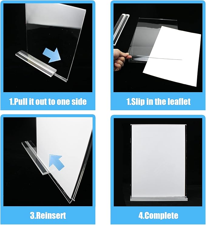 Acrylic Sign Holder, 8.5 x 11 inches Clear Table Menu Display Stand Desktop - Image 3