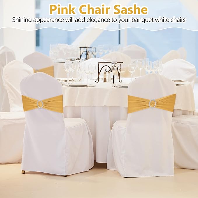 CHENGU 150 Pieces Spandex Stretch Chair Sashes Bows Elastic Chair Cover Bands - Image 7