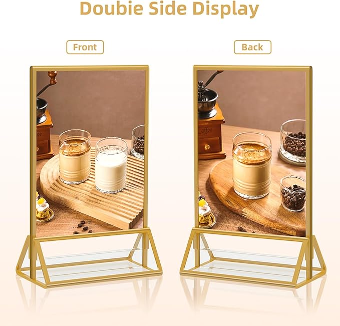 Gold Frames 5x7 Acrylic Sign Holder Double Sided Picture Frames - Image 4