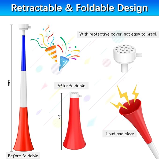 Collapsible Stadium Horn Noise Maker 24 Inch Vuvuzela Stadium Blower Plastic - Image 2