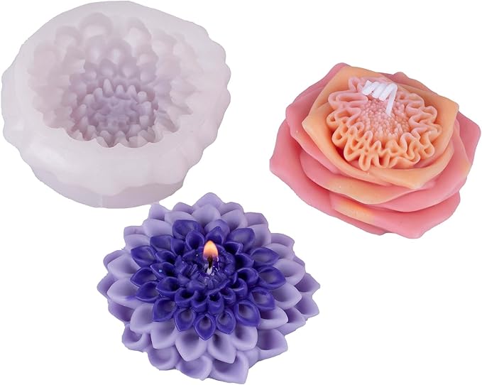 Flower Succulent Rose Peony Molds Silicone Wave Spiral Candle Mold - Image 4