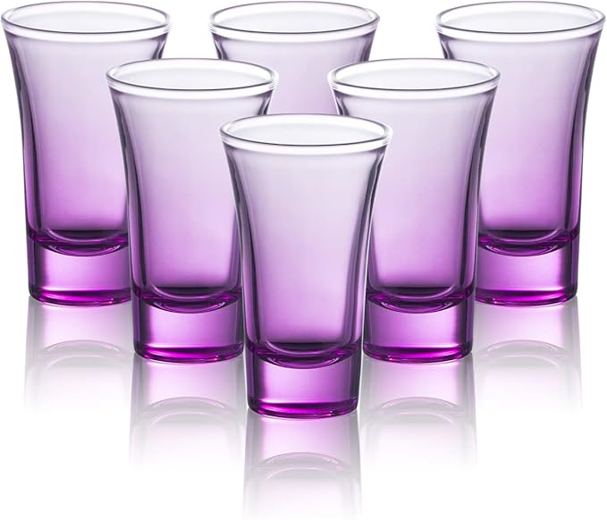 M&N HOME Purple Ombre Shot Glasses, 2 Oz Set of 6 Colored Shot Glasses by MNHOME