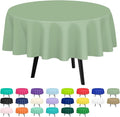 QIKSION Sage Green Round Tablecloth 12 Pack, 84 Inch Plastic Table Cover by QIKSION